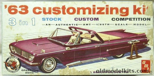 AMT 1/25 1963 Ford Fairlane 2 Door HT 3 In 1 Customizing Kit - Stock / Custom / Competition, 05-163-149 plastic model kit