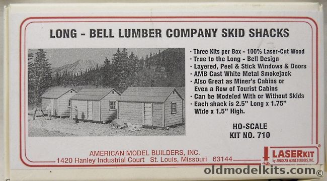 American Model Builders 1/87 Three Skid Shacks Long-Bell Lumber Company Or Tourist Cabins - HO Scale Craftsman, 710 plastic model kit