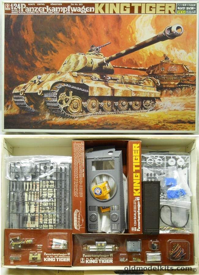 Bandai 1/24 King Tiger Panzerkampfwagen Sd. Kfz. 182 Panzer VI Motorized Remote Control, 8216-3500 plastic model kit
