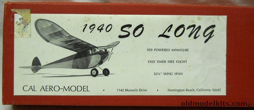 Cal Aero-Model Bill Englehardts 1940 So Long Free Flight Old Timer 32.25 Inch Wingspan - (ex- FAI Model Supply) plastic model kit
