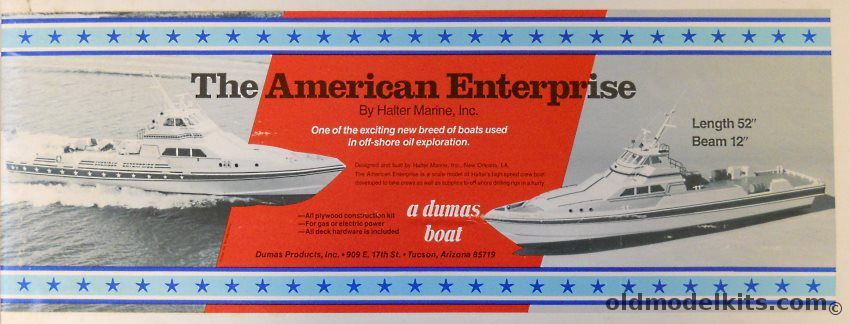 Dumas The American Enterprise Exploration Boat With Dumas Running Hardware Set - 52 Inches Long for R/C or Display, 1213 plastic model kit