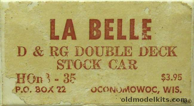 La Belle 1/87 D&RG Double Deck Stock Car HOn3 Narrow Gauge - Craftsman Model, HOn3-35 plastic model kit