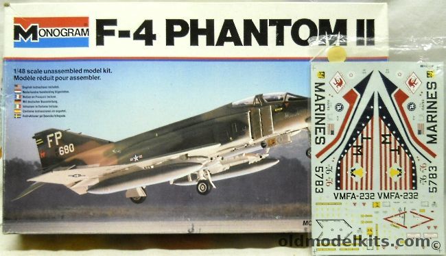 Monogram 1/48 F-4C / F-4D Phantom II Col Robin Olds 1967 / Capt Steve Ritchie 1972 / 23rd TFS Germany - With Microscale Bicentenial Marines VMFA-232 - White Box Issue, 5800 plastic model kit
