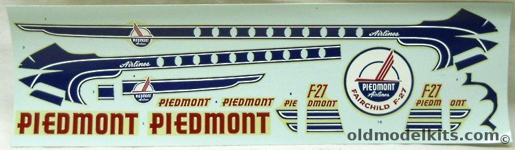 Revell 1/94 1958 Piedmont Airlines Fairchild F-27 Friendship Decals plastic model kit