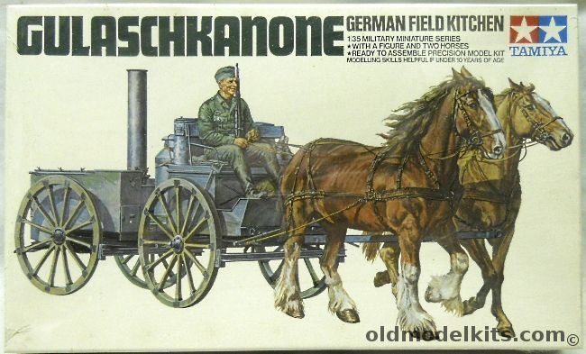 Tamiya 1/35 Gulaschkanone German Field Kitchen - With Horses and Figure, 3603 plastic model kit