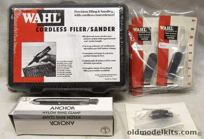 Wahl Cordless Filer / Sander Model 6750 Plus 7 Accessories / Anchor Nylon Ring Clamp / Micro-Mark Right Angle Grinder 3 Jaw Chuck #15254, 980620 plastic model kit