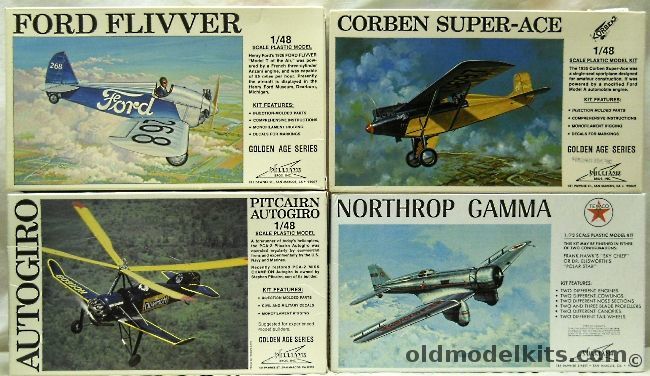 Williams Brothers 1/48 Northrop Gamma / Corben Super-Ace / Pitcarin Autogiro / Ford Flivver, 72-214 plastic model kit
