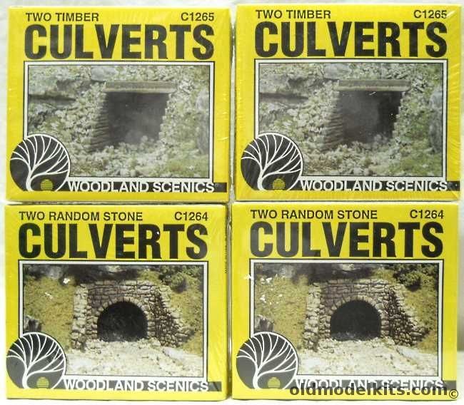 Woodland Scenics 1/87 Two Packs of Two Random Stone Culverts (Four Total) and Two Packs of C1265 Two Timber Culverts (Four Total) - HO Scale Craftsman Model, C1264 plastic model kit