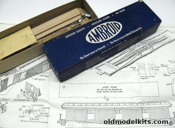 Ambroid 1/87 Open Platform Wooden 61' Baggage Car - Boston and Maine - HO Craftsman Kit, K-7 plastic model kit
