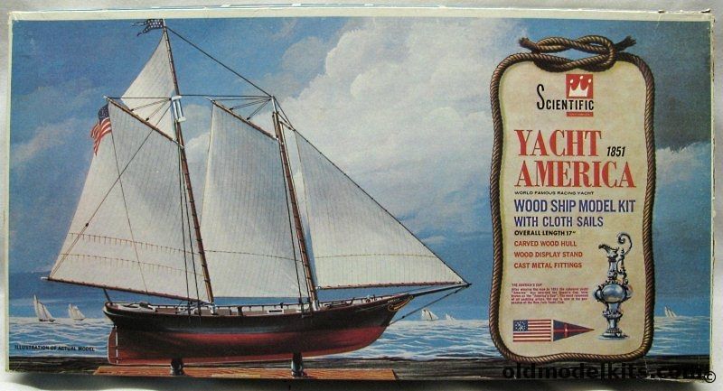 Scientific 1/98 Yacht America - 17 Inch Long Wood and Metal Ship Kit With Cloth Sails, 178 plastic model kit