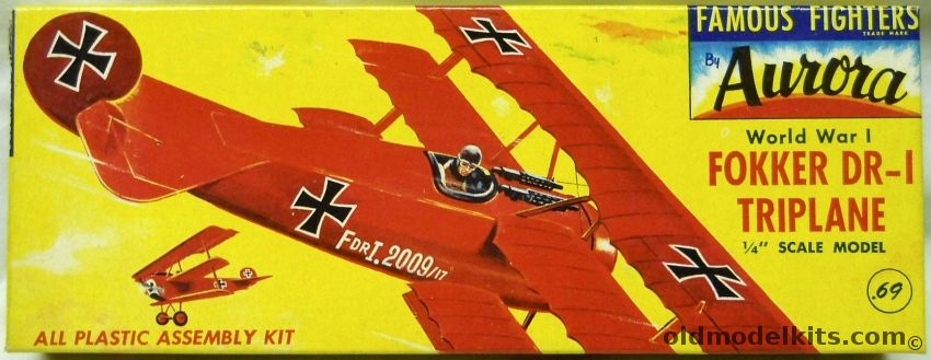 Aurora 1/48 Fokker DR-1 Triplane, 105-69 plastic model kit