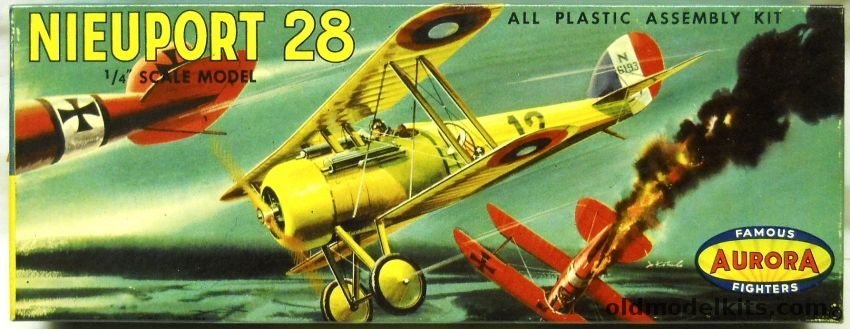 Aurora 1/48 Nieuport 28 - Green Tint / Dark Blue Logo Border, 108-69 plastic model kit