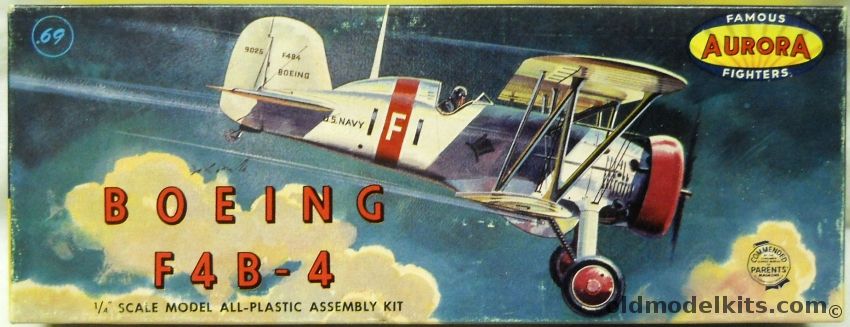 Aurora 1/48 Boeing F4B-4 With Aurora Glue Tube - (F4B4), 122-69 plastic model kit