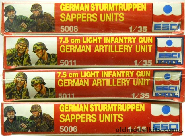 ESCI 1/35 TWO German Sturmtruppen Sappers Unit / TWO 7.5cm Light Infantry Gun German Artillery Unit, 5006 plastic model kit