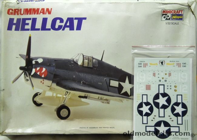 Hasegawa 1/32 Grumman F6F-3 or F6F-5 Hellcat With Eagle Strike Hellcat Aces Decal Set, 1081 plastic model kit