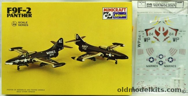 Hasegawa 1/72 TWO F9F-2 Panther - With Microscale Conversion Parts and Decals for F9F-5 - Hasegawa Decals For VF-123 Navy / VMF-115 Marines / Blue Angels - (F9F2), 1138 plastic model kit