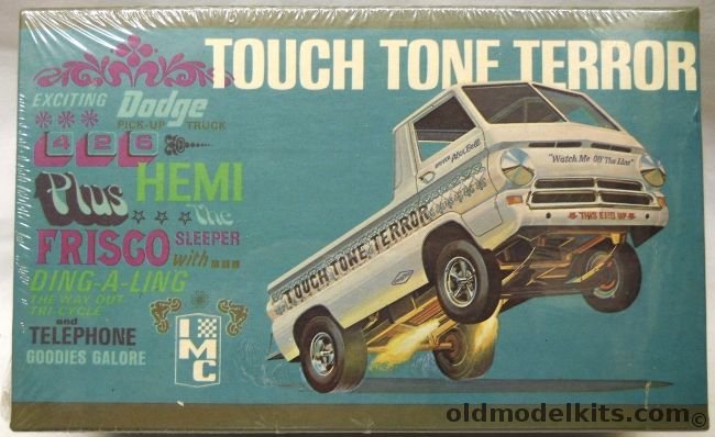 IMC 1/25 Touch Tone Terror - Dodge Pick-Up Truck Hemi 426 Plus Frisco Sleeper With 'Ding-A-Ling' The Way Out Tri-Cycle And Telephone Goodies Galore - Three Versions Stock Phone Company Service / Drag Truck / Camper, 119 plastic model kit