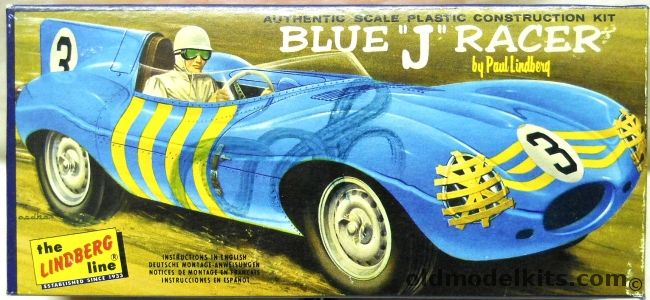 Lindberg 1/24 Blue J Racer Jaguar Type D Racer, 654-69 plastic model kit