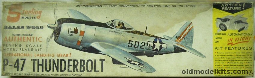 Sterling P-47 Thunderbolt With Operating Landing Gear In Flight - 20 Inch Wingspan For R/C /  Control Line / Free Flight, A4-198 plastic model kit