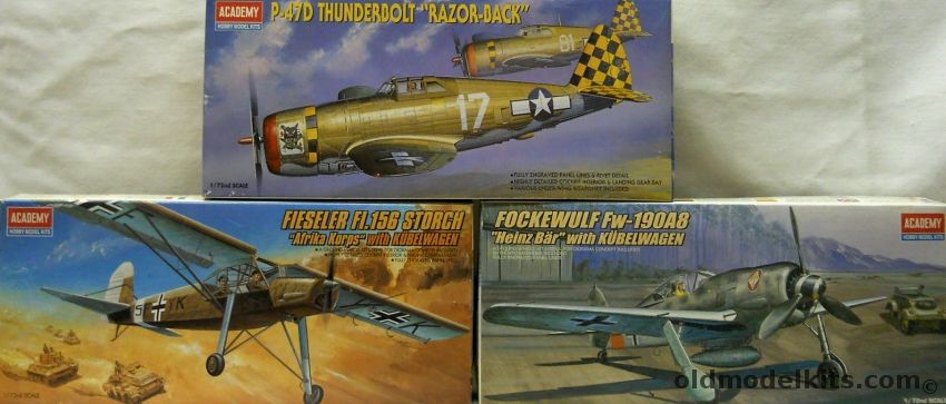 Academy 1/72 P-47D Thunderbolt Razorback / Fw-190A8 With Kubelwagen Heinz Bar / Fieseler Fi-156 Storch With Kubelwagen, 2175 plastic model kit