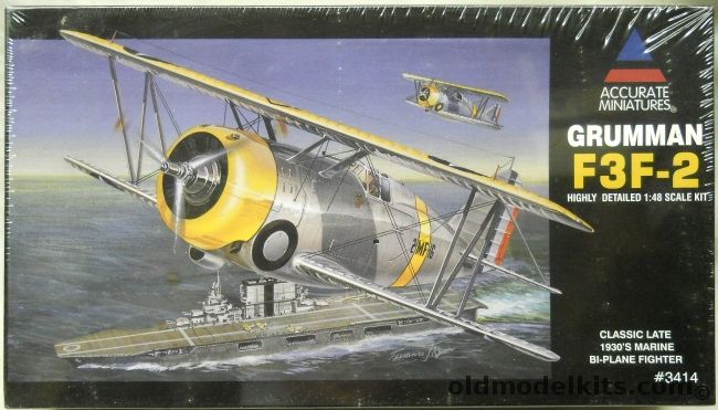 Accurate Miniatures 1/48 Grumman F3F-2 - (F3F2) With Decals For all 82 F3F-2s That Were Built, 3414 plastic model kit