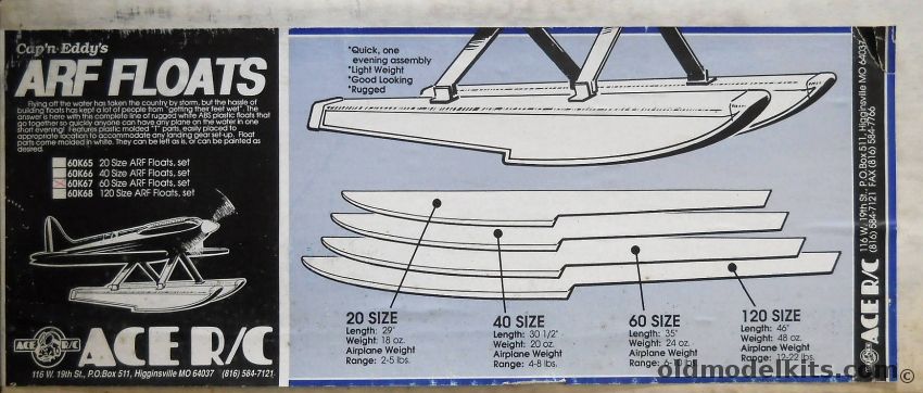 Ace RC ARF Floats Set 60 size - 35 Inch Long Pair Of Floats, 60K67 plastic model kit