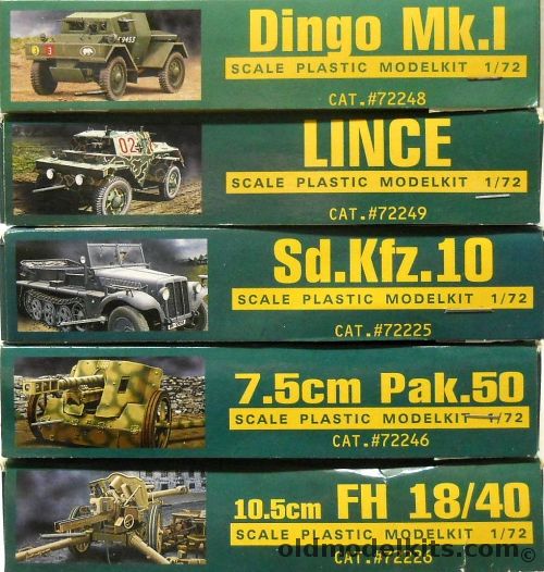 Ace 1/72 Dingo MkI / Lince Armored Car Px.Sp.Wg. 202(i) / Sd.Kfz.10 / 7.5cm Pak 50 Gun / 10.5cm FH 18/40 Gun, 72248 plastic model kit