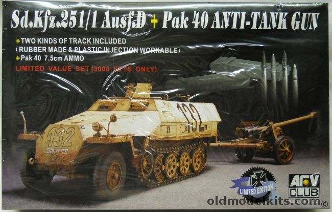 AFV Club 1/35 Sd.Kfz. 251/1 Ausf. D Plus Pak 40 Anti-Tank Gun And Ammo Set - Schutzenpanzer, AF35S26 plastic model kit