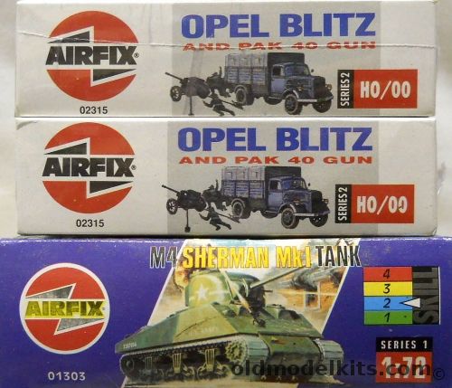 Airfix 1/76 Opel Blitz 3 Ton Truck And Pak 40 Gun And M-4 Sherman Mk1 Tank, 02315 plastic model kit