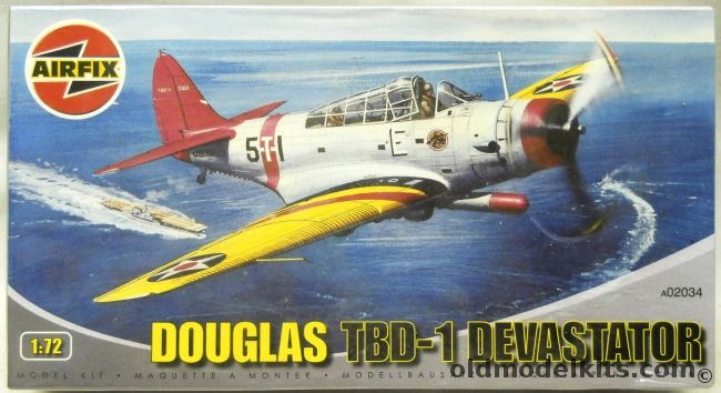 Airfix 1/72 Douglas TBD-1 Devastator - Torpedo Squadron VT-5 USS Yorktown CV-5 / Torpedo Squadron VT-8 USS Hornet CV-8, A02034 plastic model kit