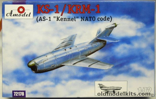 Amodel 1/72 TWO KS-1 / KRM-1 Missiles NATO  Codenamed AS-1 Kennel, 72178 plastic model kit