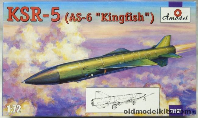 Amodel 1/72 KSR-5 NATO AS-6 Kingfish - With Ground Dolly And Pylon, 72197 plastic model kit