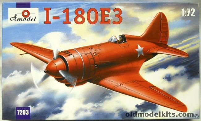 Amodel 1/72 TWO Polikarpov I-180 E3 - Prototype 1 / Prototype 3 Early Or Late Versions - (I-180E3), 7283 plastic model kit