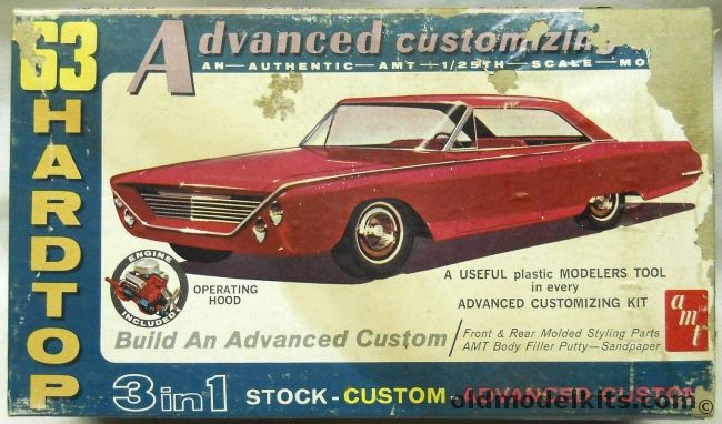 AMT 1/25 1963 Ford 500 XL Sports Hardtop 2 Door 3 in 1 - Stock / Custom / Advanced Custom, 6123-200 plastic model kit