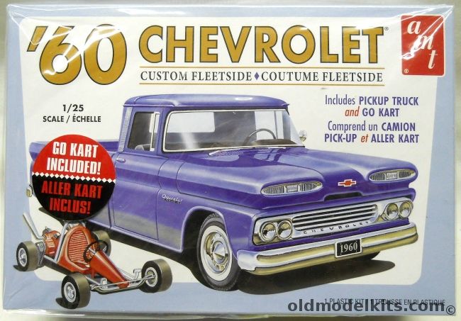 AMT 1/25 1960 Chevrolet Custom Fleetside Pickup - With Go Cart, AMT1063M-12 plastic model kit