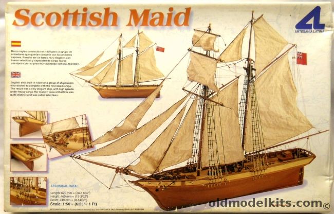 Artesania Latina 1/50 Scottish Maid 1839 - High Speed Heavy Cargo Ship - 26.3 Inch Long Plank-On-Frame Ship, 20312 plastic model kit