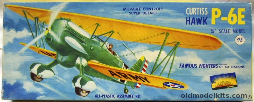 Aurora 1/48 Curtiss Hawk P-6E, 116-98 plastic model kit