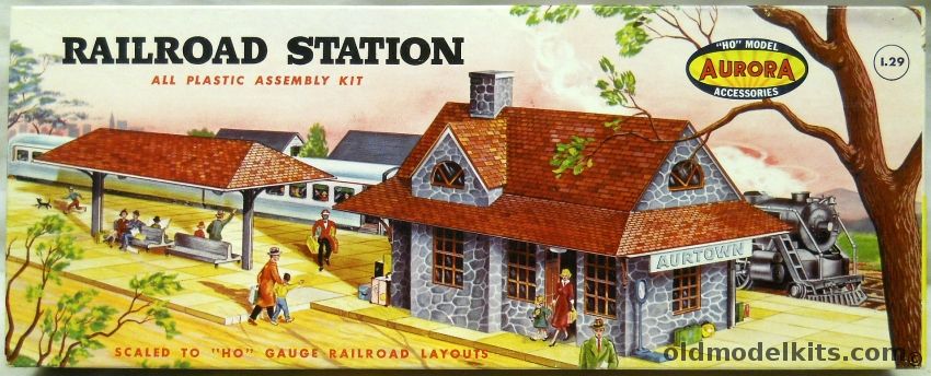 Aurora 1/87 Railroad Station - HO Railroad Accessory, 656-129 plastic model kit