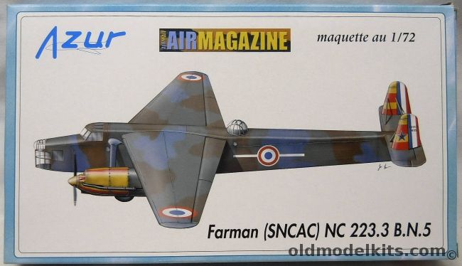 Azur 1/72 Farman SNCAC NC-223.3 BN5 - French Air Force SNCAC June/July 1940 Nc223.3 No.5 / SNCAC June/July 1940 No.7 / Aircraft No.2 In Free France Colors FL-AFM (ex F-BAFM), AIR005 plastic model kit