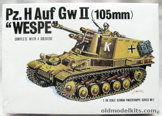 Bandai 1/48 Panzer H 18/2 Auf Gw II (105mm) WESPE Sd.Kfz.124, 058221 plastic model kit