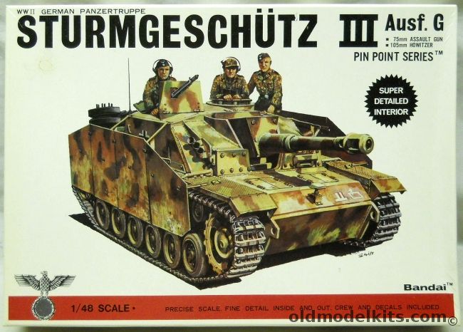 Bandai 1/48 Sturmgeschutz III Ausf. G - 75mm Assault Gun or 105mm Howitzer, 8266 plastic model kit