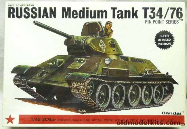 Bandai 1/48 Russian Medium Tank T-34/76 - (T34), 8373 plastic model kit