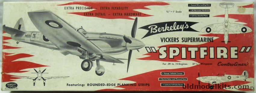 Berkeley 1/16 Supermarine Spitfire Flying Model Airplane Kit, 5-8 595 plastic model kit