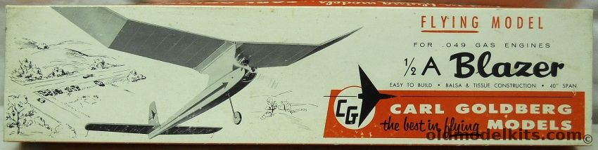 Carl Goldberg Models 1/2A Blazer - 40 inch Wingspan .049 Free Flight Model Airplane, G1-395 plastic model kit