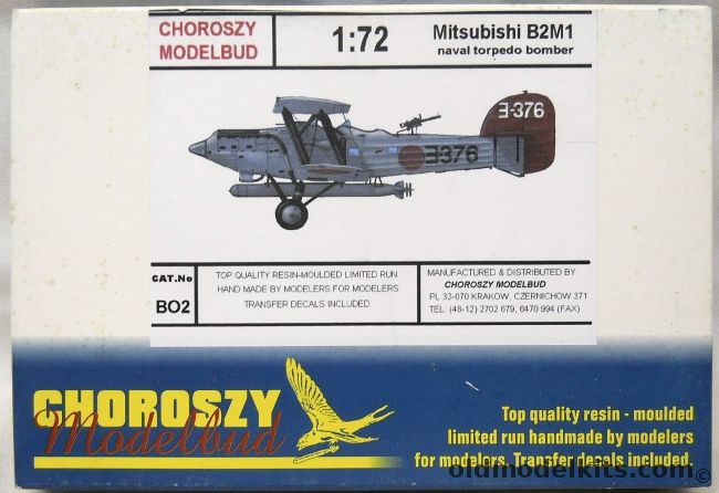 Choroszy 1/72 Mitsubishi B2M1 Naval Torpedo Bomber, BO2 plastic model kit