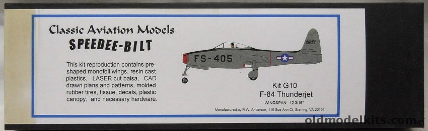 Classic Aviation Models F-84 Thunderjet Speedee-Bilt Flying Aircraft - (ex Monogram), G10 plastic model kit