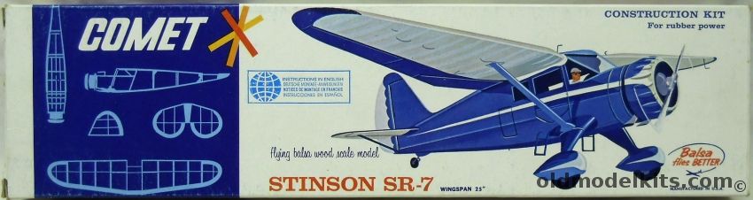 Comet Stinson SR-7 - 25 inch Wingspan Flying Balsa Airplane Model, 3209 plastic model kit