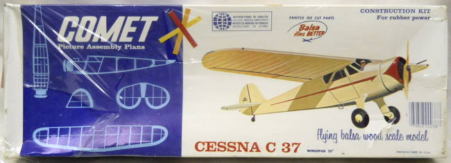 Comet Cessna C-37 Airmaster - 20 Inch Wingspan Balsawood Flying Model Airplane, 3302 plastic model kit