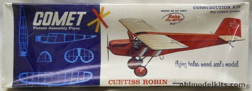 Comet Curtiss Robin - 22 inch Wingspan Balsa Flying Model Airplane, 3303 plastic model kit