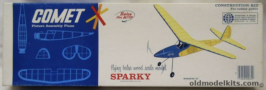Comet Sparky - 32 Inch Wingspan Wakefield-Style Balsa Flying Model Airplane, 3408 plastic model kit